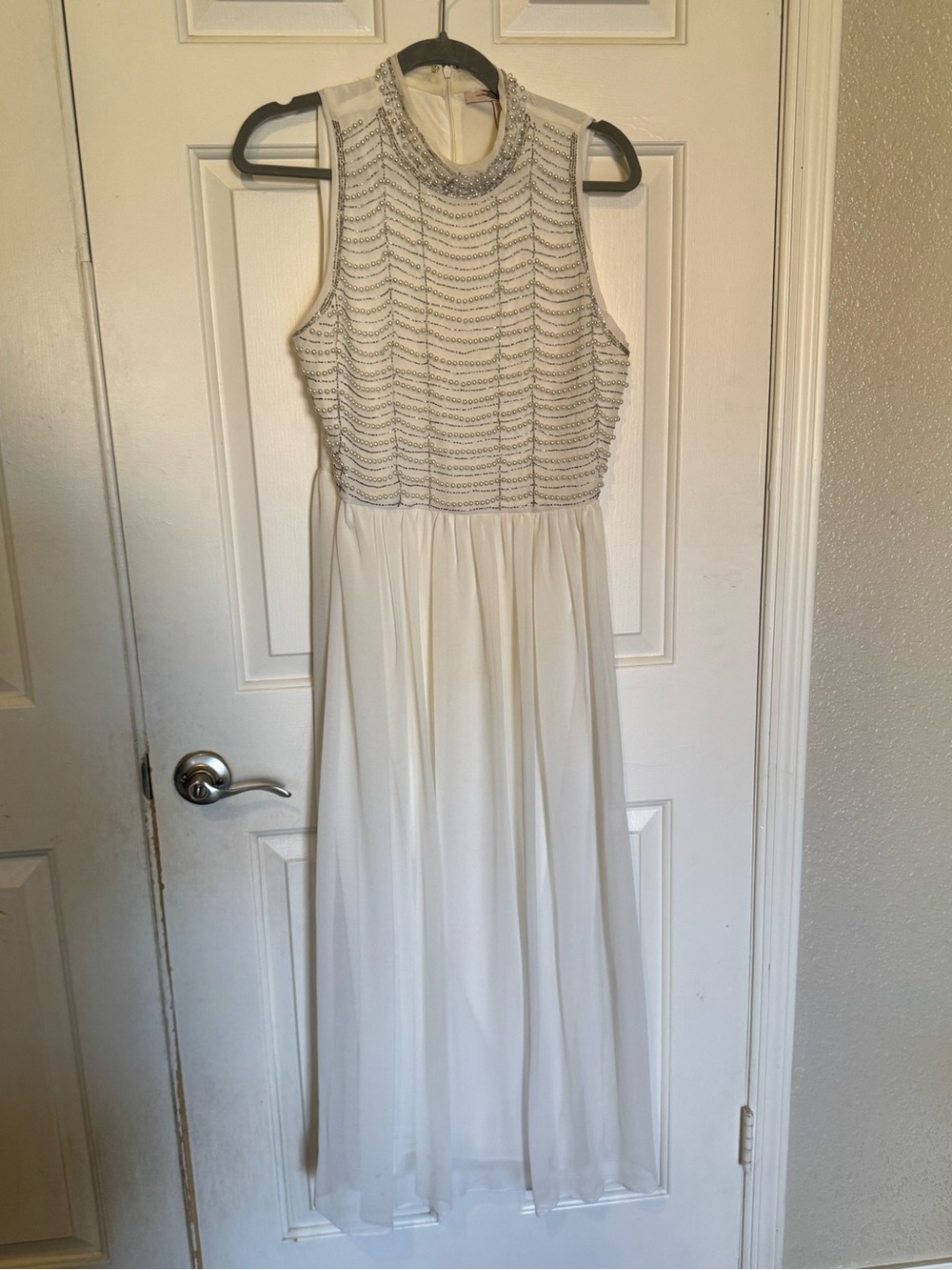 Women’s White Beaded Maxi Dress